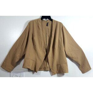 Spacegirlz Womens Tan Open Front Blazer Cropped Size 3X Polyester Blend Spandex